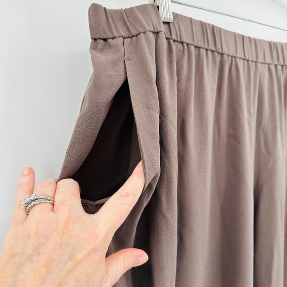 Eileen Fisher Women Silk Georgette Crepe Brown Tapered Leg Cropped 2X Pants NEW - Picture 2 of 7